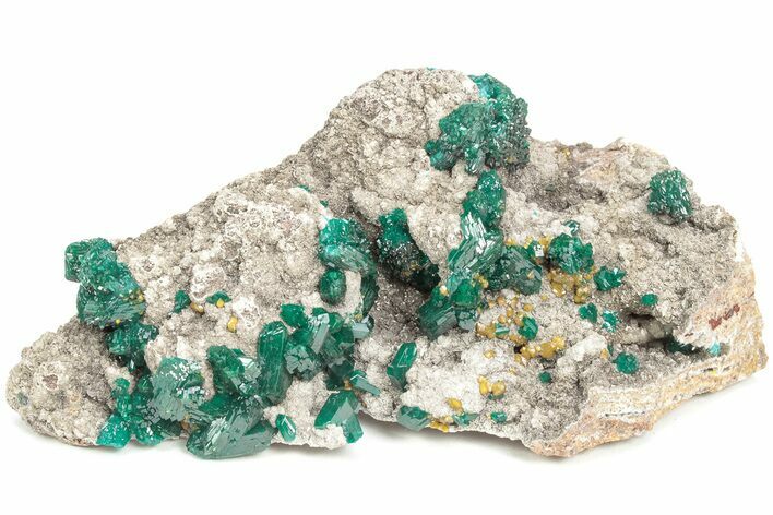 Sparkling Dioptase and Mimetite on Dolomite - N'tola Mine, Congo #209694